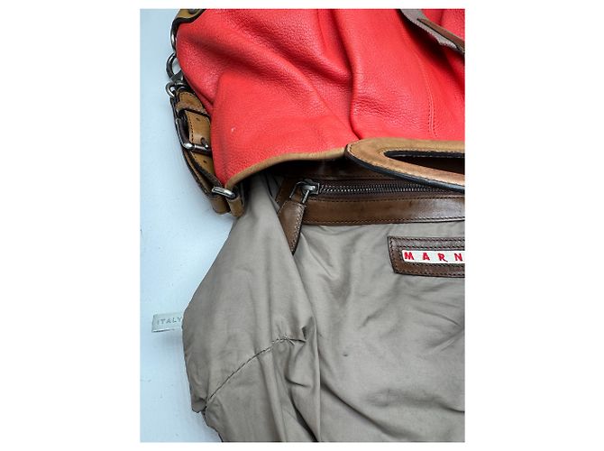 Vintage Marni 2Way Leder Tasche Rot Braun - Ansicht 5