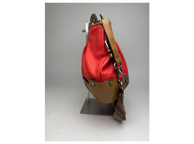 Vintage Marni 2Way Leder Tasche Rot Braun - Ansicht 6