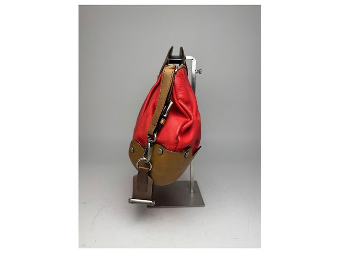 Vintage Marni 2Way Leder Tasche Rot Braun - Ansicht 8