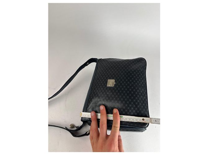 Céline Vintage Celine Triomphe Monogramm Leder Schultertasche navy grau Marineblau - Ansicht 11