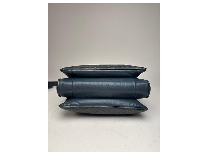 Céline Vintage Celine Triomphe Monogramm Leder Schultertasche navy grau Marineblau - Ansicht 12