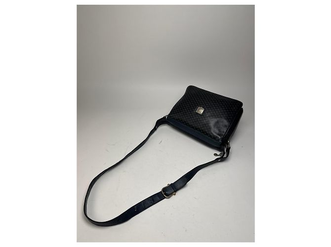 Céline Vintage Celine Triomphe Monogramm Leder Schultertasche navy grau Marineblau - Ansicht 8