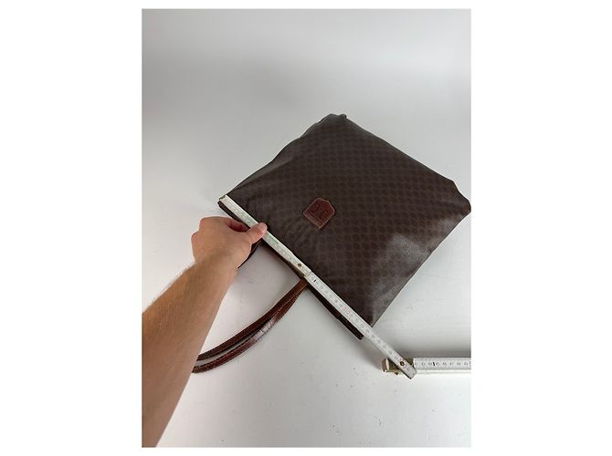Big Bag Céline Vintage Celine Paris Leder Monogramm Tote Bag Braun - Ansicht 11