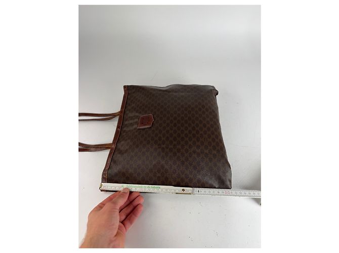 Big Bag Céline Vintage Celine Paris Leder Monogramm Tote Bag Braun - Ansicht 12