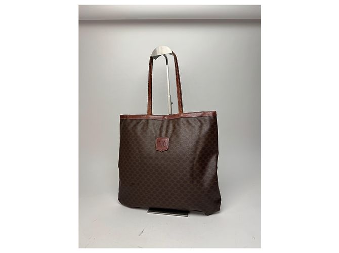 Big Bag Céline Vintage Celine Paris Leder Monogramm Tote Bag Braun - Ansicht 14