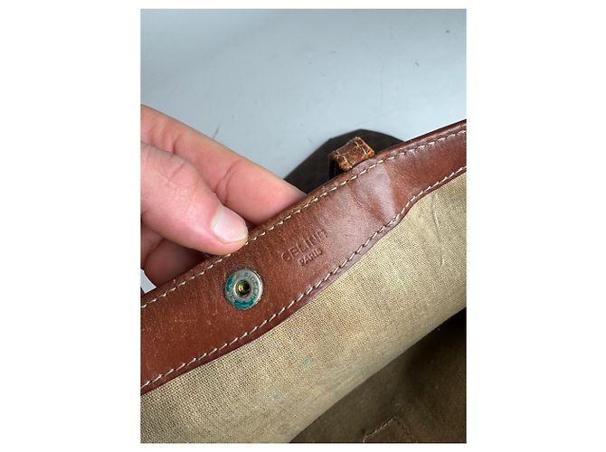 Big Bag Céline Vintage Celine Paris Leder Monogramm Tote Bag Braun - Ansicht 5