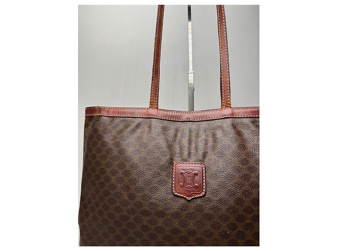 Big Bag Céline Vintage Celine Paris Leder Monogramm Tote Bag Braun - Ansicht 8