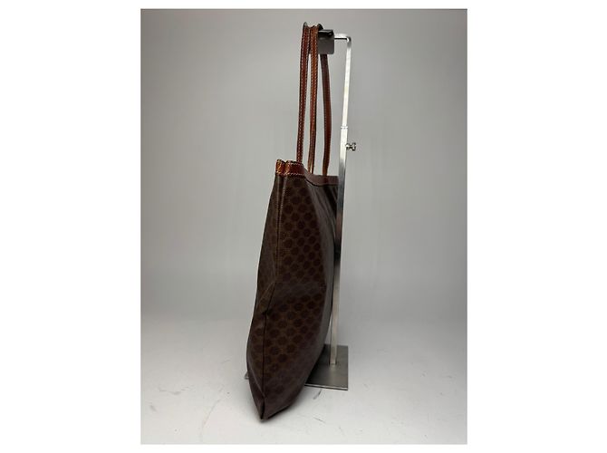 Big Bag Céline Vintage Celine Paris Leder Monogramm Tote Bag Braun - Ansicht 9