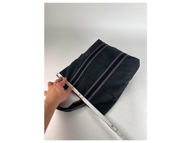 Vintage Hermès Canvas Tote Tasche schwarz - Ansicht 10