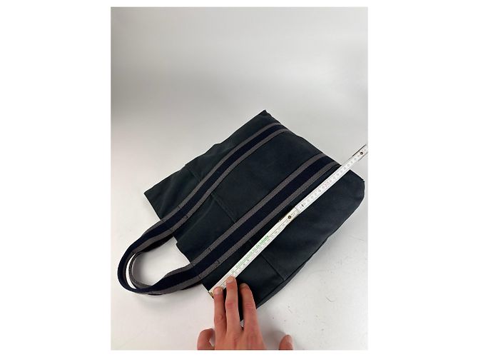 Vintage Hermès Canvas Tote Tasche schwarz - Ansicht 11
