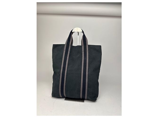 Vintage Hermès Canvas Tote Tasche schwarz - Ansicht 12