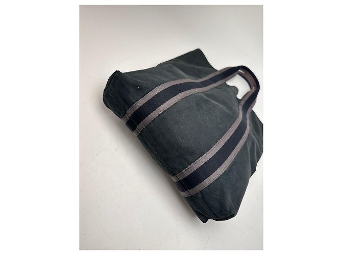 Vintage Hermès Canvas Tote Tasche schwarz - Ansicht 14