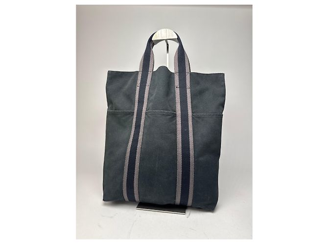 Vintage Hermès Canvas Tote Tasche schwarz - Ansicht 15