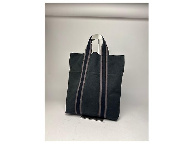 Vintage Hermès Canvas Tote Tasche schwarz - Ansicht 7