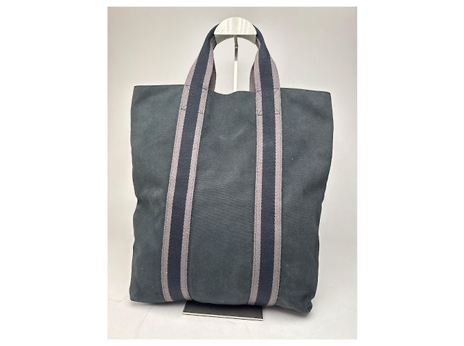 Vintage Hermès Canvas Tote Tasche schwarz - Ansicht 9