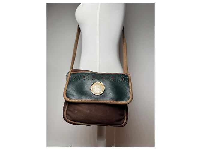 Vintage Loewe Madrid Canvas-Leder Tasche grün braun - Ansicht 13
