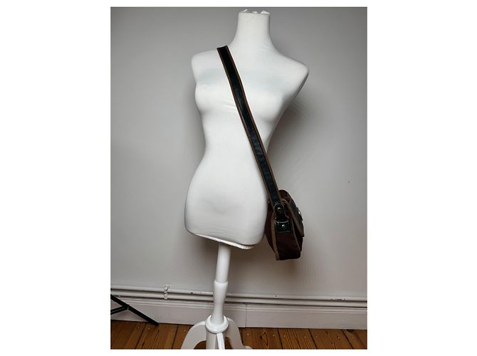 Vintage Loewe Madrid Canvas-Leder Tasche grün braun - Ansicht 14