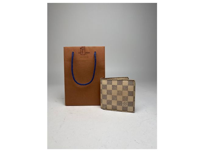 Portafoglio pieghevole vintage Louis Vuitton Damier Monogram grigio bianco - vista 2