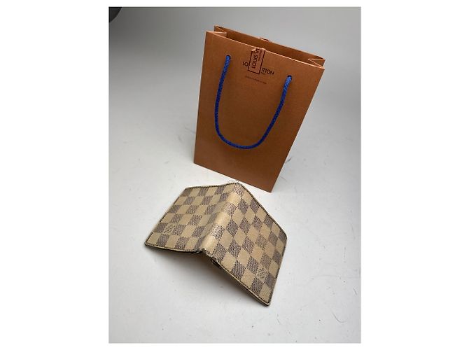 Portafoglio pieghevole vintage Louis Vuitton Damier Monogram grigio bianco - vista 7