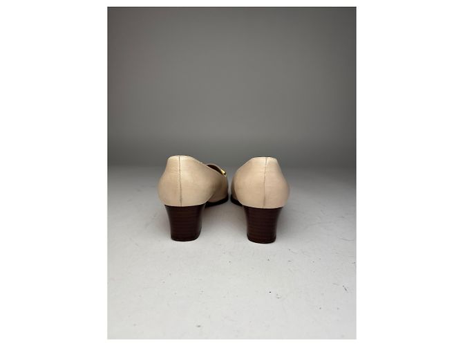 Décolleté in pelle vintage Gucci con bambù 36,5 beige nero - vista 6