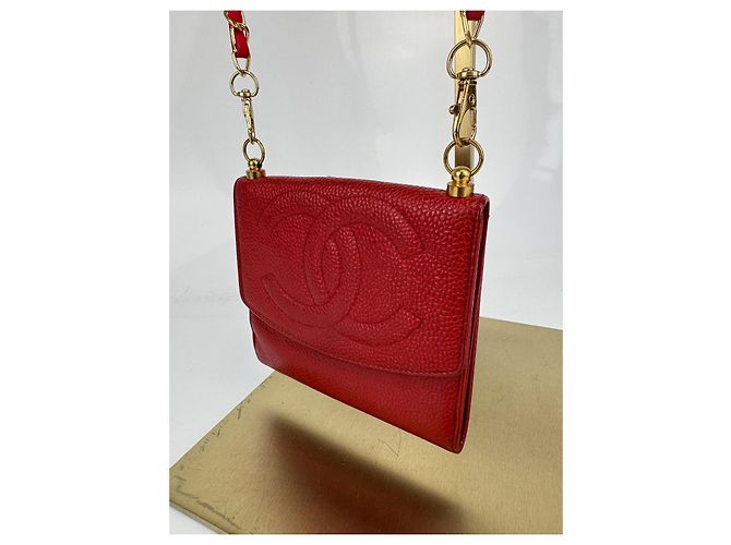 Borsa a spalla Chanel CC in pelle rossa Rosso - vista 7