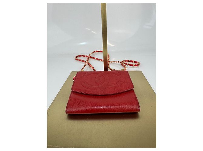 Borsa a spalla Chanel CC in pelle rossa Rosso - vista 8