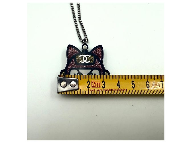Collana Robot Gatto Choupette Chanel nero rosa giallo - vista 12