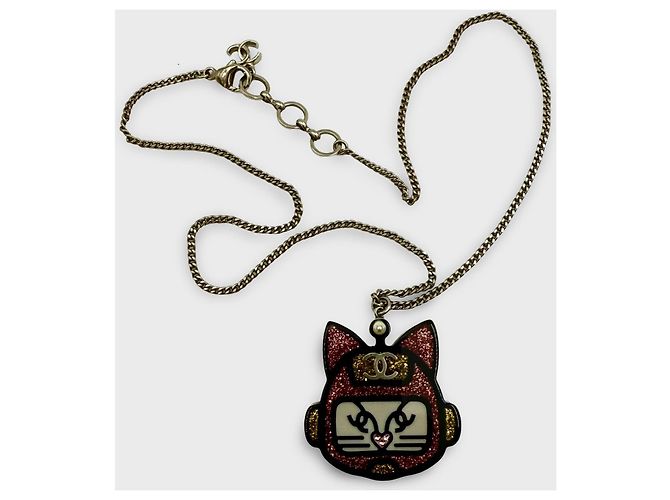 Collana Robot Gatto Choupette Chanel nero rosa giallo - vista 2