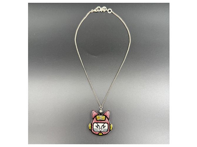 Collana Robot Gatto Choupette Chanel nero rosa giallo - vista 3