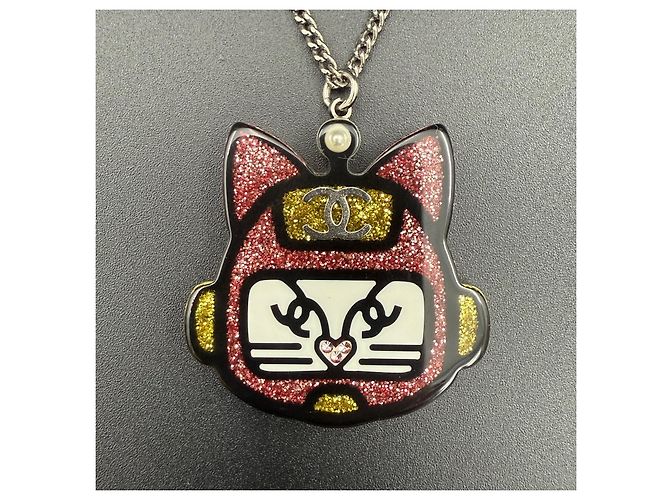 Collana Robot Gatto Choupette Chanel nero rosa giallo - vista 4