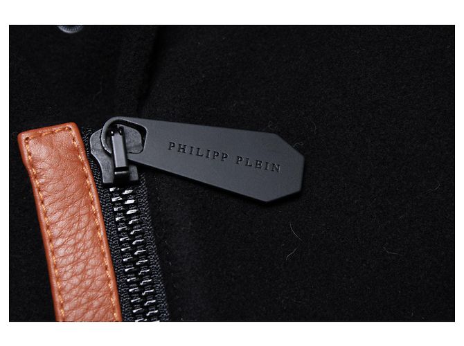 Philipp Plein, bomber con mangas de cuero naranja Negro - vista 10