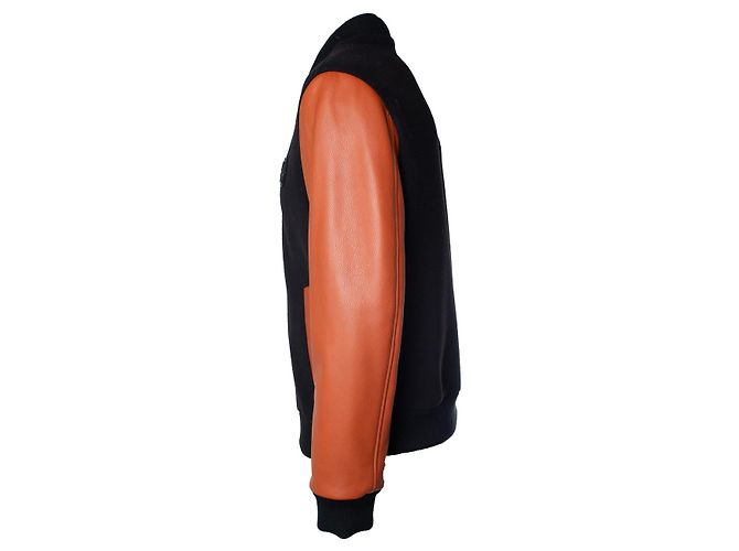 Philipp Plein, bomber con mangas de cuero naranja Negro - vista 3