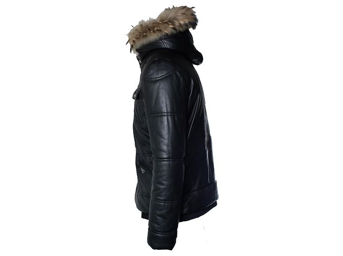 Philipp Plein, bomber in pelle con cappuccio e pelliccia Nero - vista 2