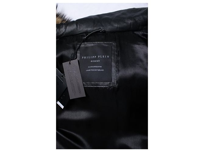 Philipp Plein, bomber in pelle con cappuccio e pelliccia Nero - vista 7