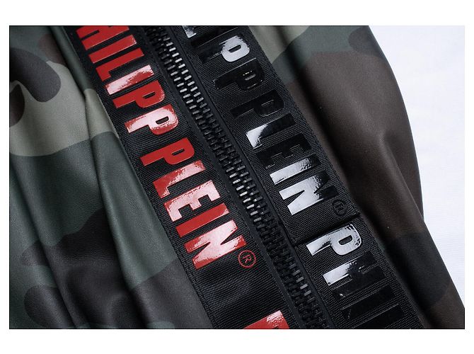 Philipp Plein, camo Leder Bomberjacke Schwarz Grün - Ansicht 6