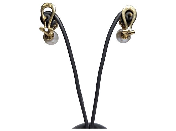 Autre Marque Orecchini Tu e Io smeraldo, perla e diamanti ORO 18K - vista 4