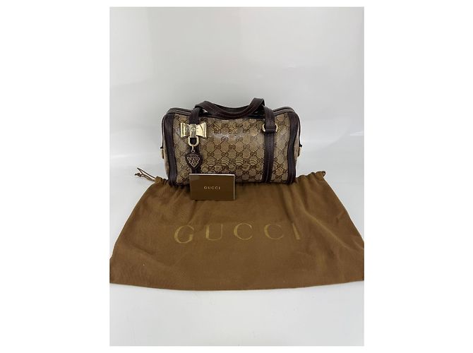 Borsa Gucci in tela e pelle marrone287 - vista 2
