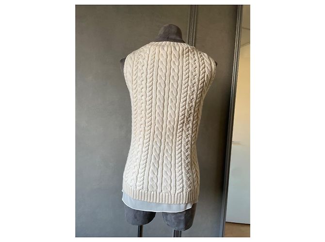 Suéter Dior de lã torcida e seda creme Cru - vista 3