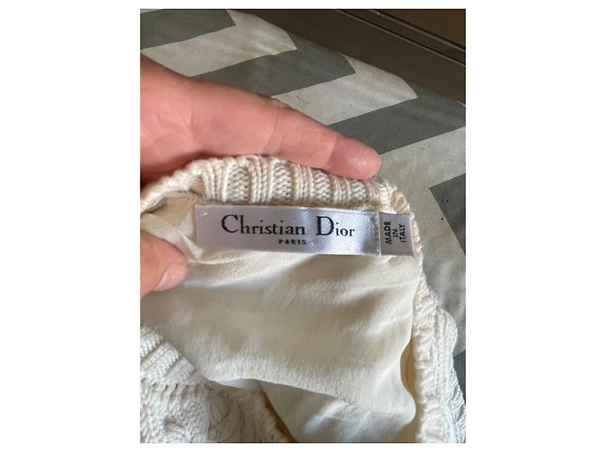 Suéter Dior de lã torcida e seda creme Cru - vista 5