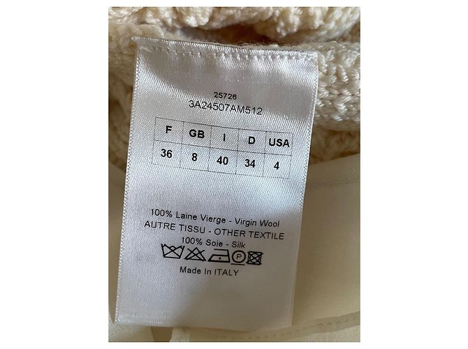 Suéter Dior de lã torcida e seda creme Cru - vista 6