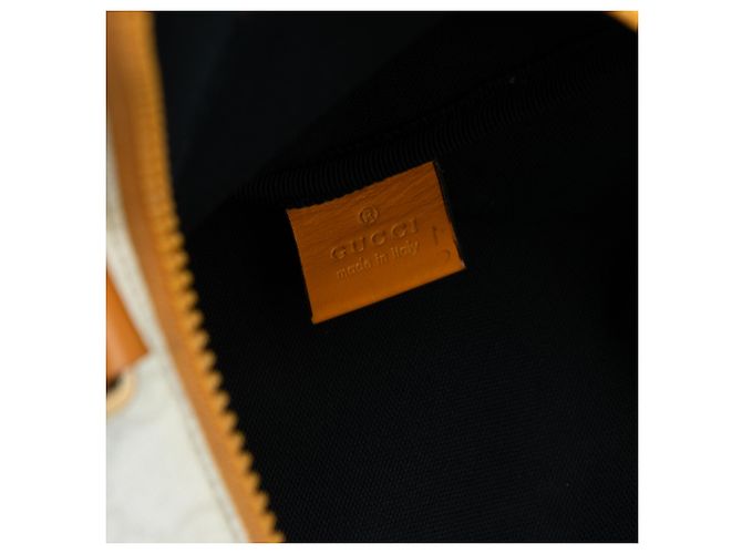 Gucci Weiß GG Supreme Heritage Logo Flach Zip Tote - Ansicht 6