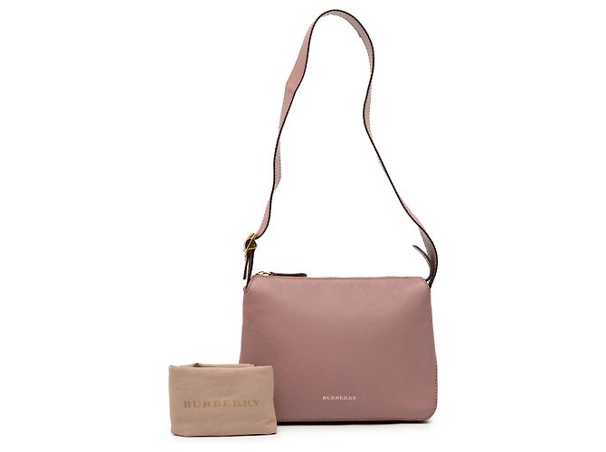 Burberry Pequena Bolsa Helmsley em Couro Granulado Rosa Dourado - vista 12