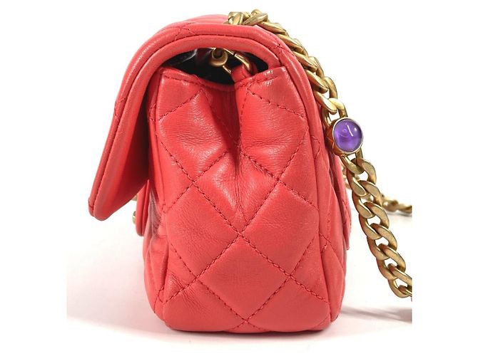 Borsa a spalla a doppia catena trapuntata con gioielli Chanel Rosa Rosso - vista 4