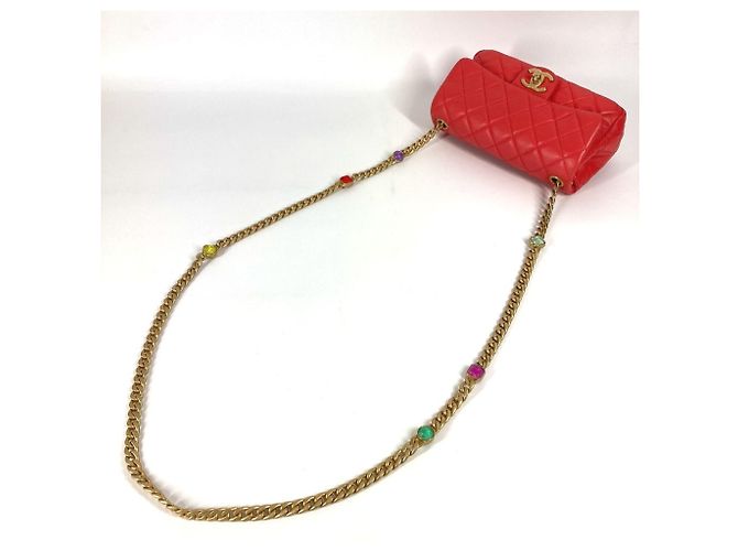 Borsa a spalla a doppia catena trapuntata con gioielli Chanel Rosa Rosso - vista 9