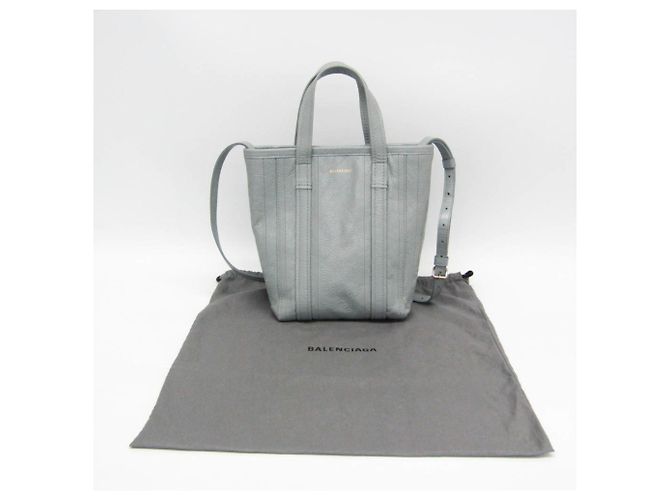 Balenciaga BARBES 672983 Lederhandtasche in Hellgrau - Ansicht 2