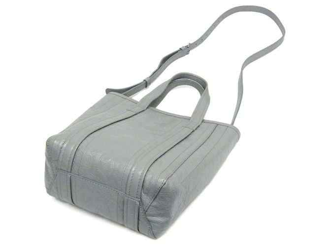 Balenciaga BARBES 672983 Lederhandtasche in Hellgrau - Ansicht 3