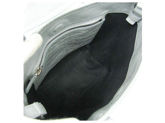 Balenciaga BARBES 672983 Lederhandtasche in Hellgrau - Ansicht 4