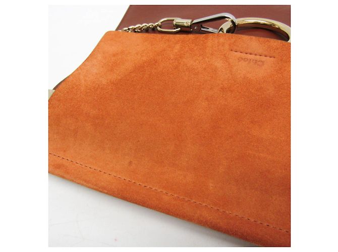 Chloé Faye Schultertasche aus mittelbraunem Leder und Wildleder - Ansicht 10