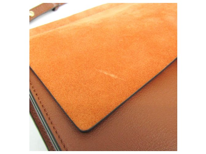 Chloé Faye Schultertasche aus mittelbraunem Leder und Wildleder - Ansicht 7