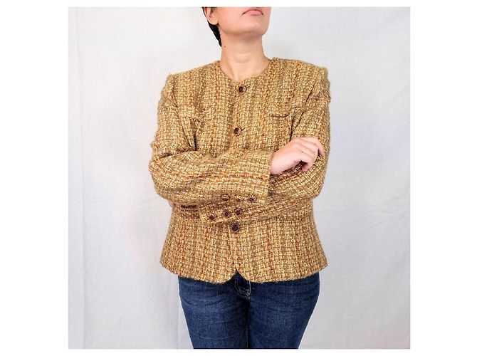 Mila Shön Mila Schon Bouclé-Jacke 1980er Braun Gelb - Ansicht 10